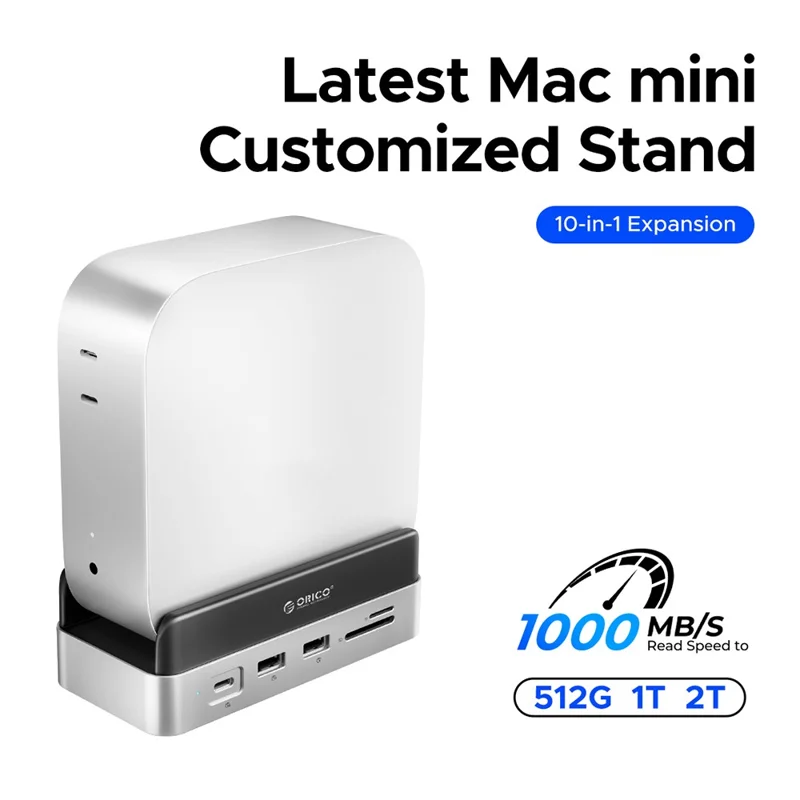 ORICO VS10 Base de expansión convertidor para Mac mini M4, carcasa para SSD M.2, base de almacenamiento de escritorio, capacidad de 2 TB