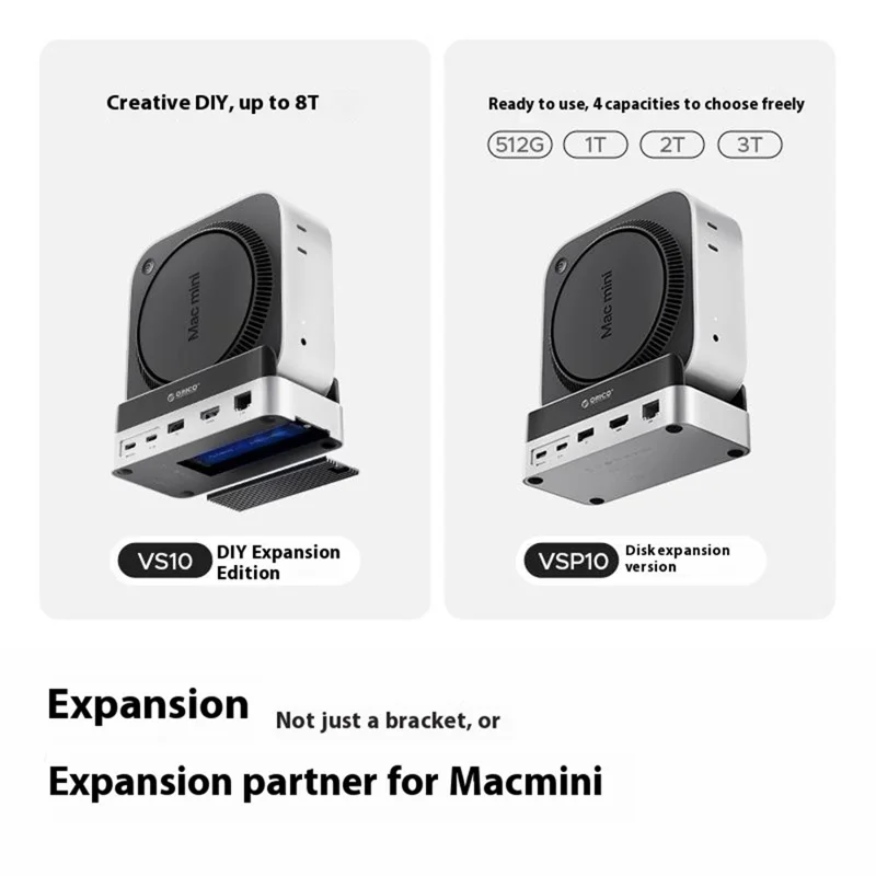 ORICO VS10 Base de expansión convertidor para Mac mini M4, carcasa para SSD M.2, base de almacenamiento de escritorio, capacidad de 2 TB