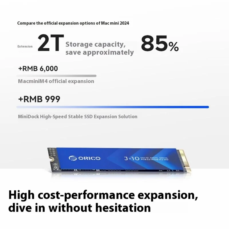 ORICO VS10 Base de expansión convertidor para Mac mini M4, carcasa para SSD M.2, base de almacenamiento de escritorio, capacidad de 2 TB