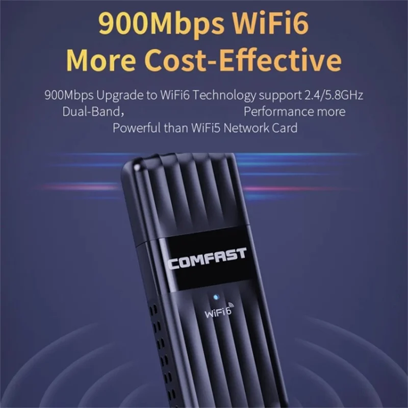 COMFAST CF-943AX 2.4 / 5Ghz Dual Band Bluetooth-compatible 5.3 WiFi6 Adapter Wireless Network External USB Receiver