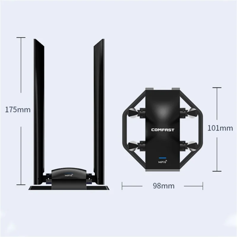 COMFAST CF-975AX 5374Mbps Tri-Band High Speed WiFi 6 External Wireless Network Adapter for Desktop PC