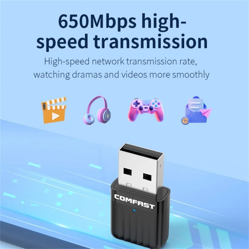 COMFAST CF-811ACV3 For Desktop PC Dual Band 650Mbps WiFi Adapter USB Wireless Network Receiver