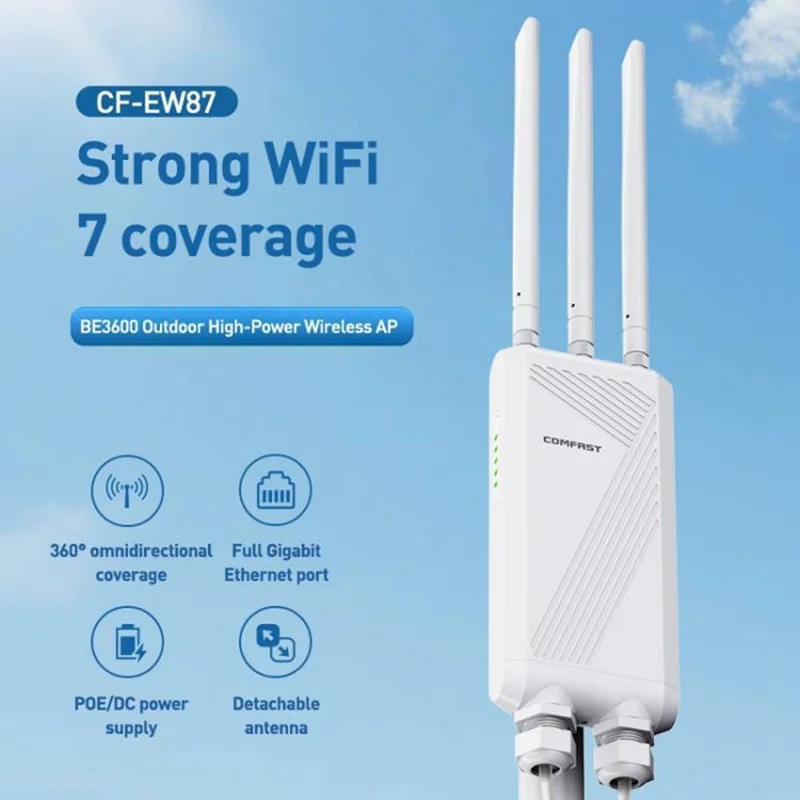 COMFAST CF-EW87 3600Mbps Dual Band Waterproof Outdoor Wireless AP High Power WiFi7 Router