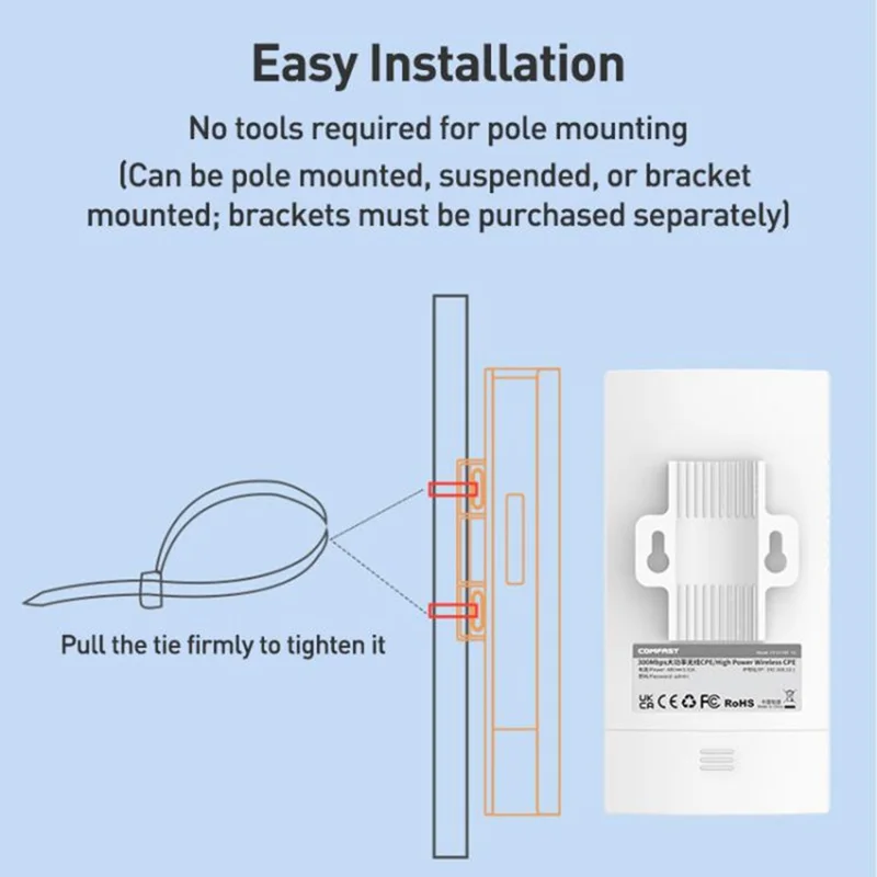 COMFAST CF-E113A V2 2Pcs 5.8GHz 300Mbps 11dBi Monitoring Bridge WiFi Router AP Repeater with PoE Power Supply Set