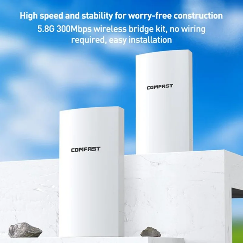 COMFAST CF-E113A V2 2Pcs 5.8GHz 300Mbps 11dBi Monitoring Bridge WiFi Router AP Repeater with PoE Power Supply Set