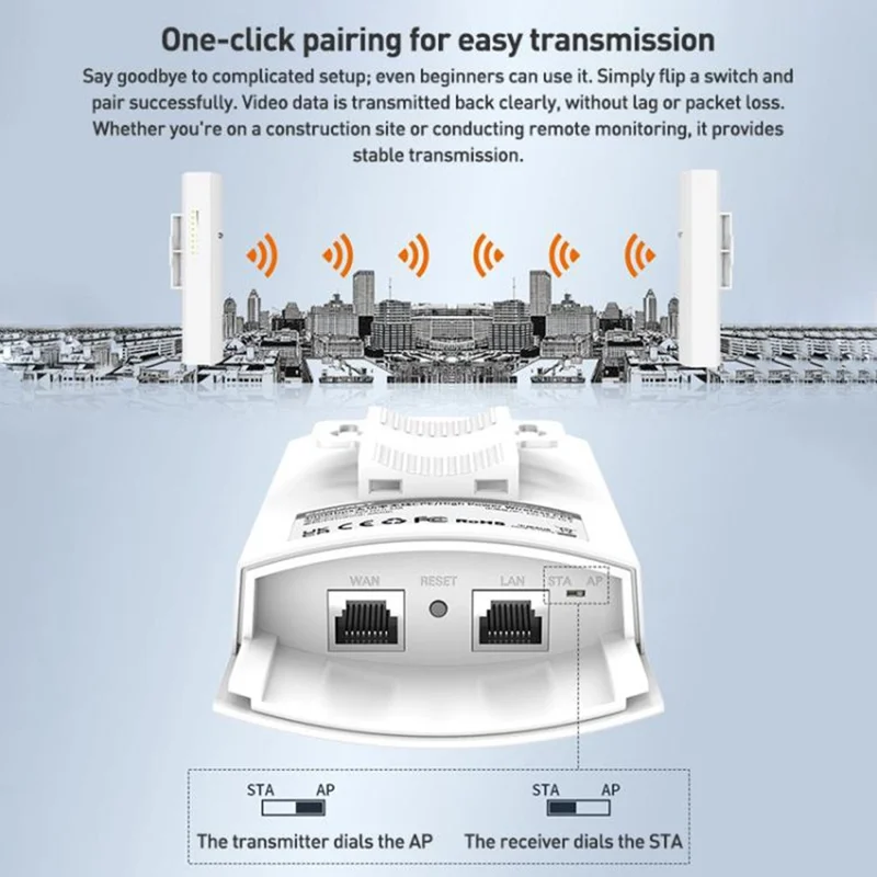 COMFAST CF-E113A V2 2Pcs 5.8GHz 300Mbps 11dBi Monitoring Bridge WiFi Router AP Repeater with PoE Power Supply Set