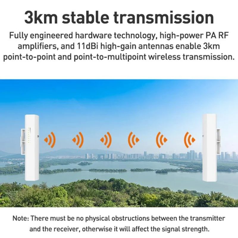 COMFAST CF-E113A V2 2Pcs 5.8GHz 300Mbps 11dBi Monitoring Bridge WiFi Router AP Repeater with PoE Power Supply Set