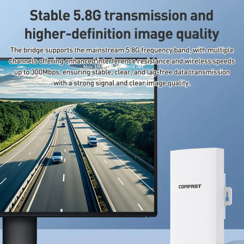 COMFAST CF-E113A V2 2Pcs 5.8GHz 300Mbps 11dBi Monitoring Bridge WiFi Router AP Repeater with PoE Power Supply Set