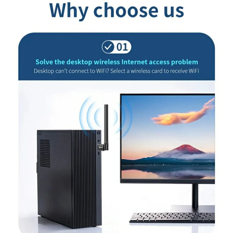 COMFAST CF-940F 300Mbps WiFi6 USB WiFi Adapter 2.4GHz Wireless Network Card with High Gain Antena