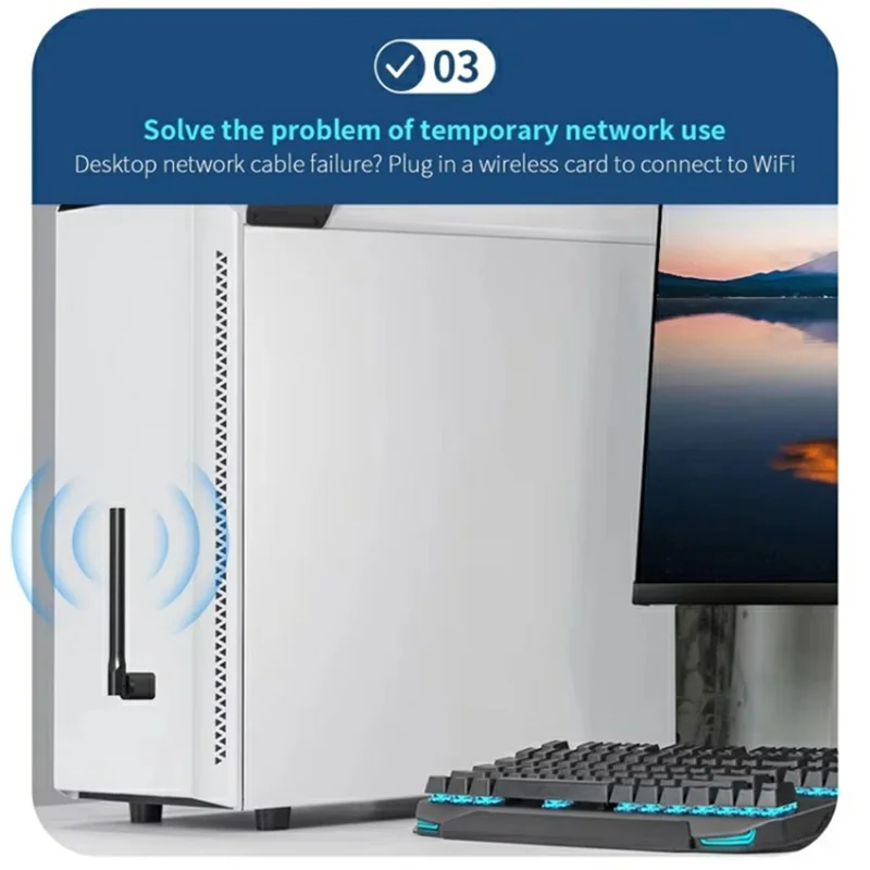 COMFAST CF-940F 300Mbps WiFi6 USB WiFi Adapter 2.4GHz Wireless Network Card with High Gain Antena