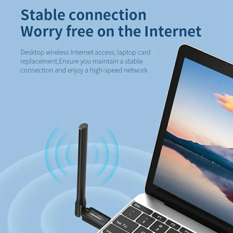 COMFAST CF-940F 300Mbps WiFi6 USB WiFi Adapter 2.4GHz Wireless Network Card with High Gain Antena