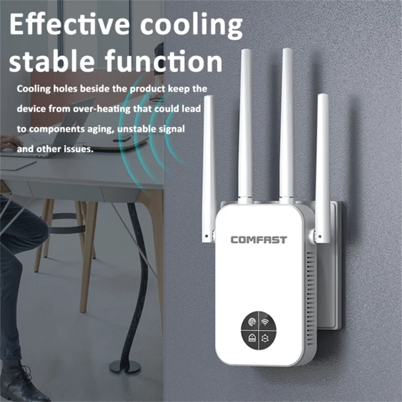 COMFAST CF-WR762AC 1200Mbps Wireless Signal Booster with OLED Display Screen Dual Band WiFi Repeater