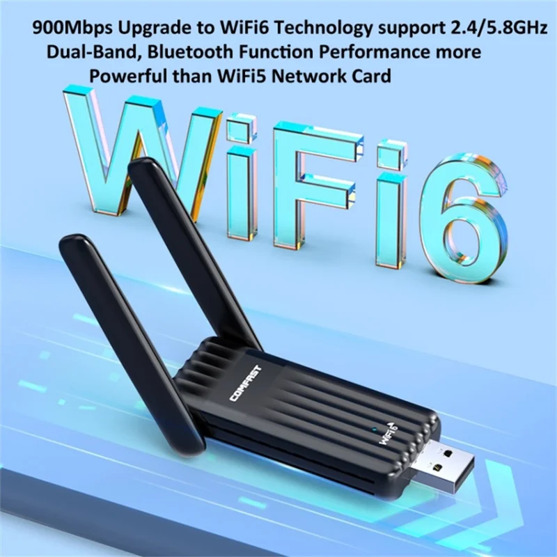 COMFAST CF-943F 900Mbps WiFi6 Bluetooth-compatible Network Card 2.4G / 5G Dual Band USB Wireless Adapter