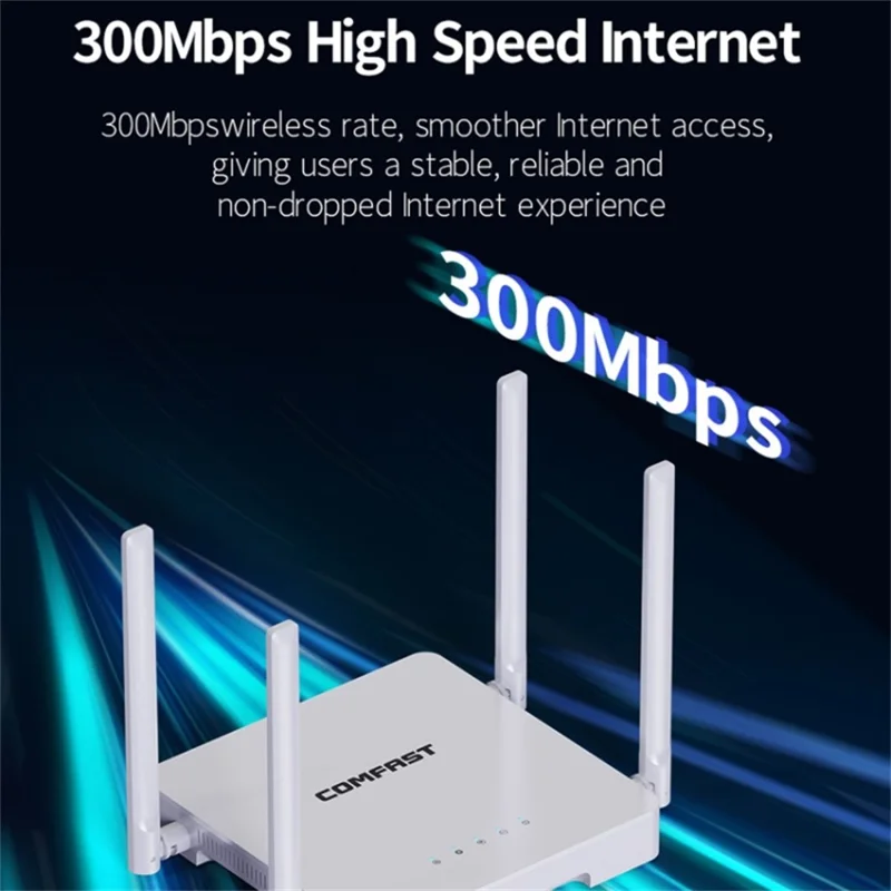 COMFAST CF-N1 V2 300Mbps High Speed WiFi4 Wireless Router with 1 WAN + 4 LAN Ports