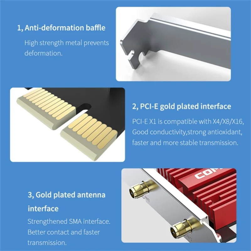 COMFAST CF-BE200PRO 8774Mbps Tri-Band WiFi7 PCIE Wireless Network Adapter Bluetooth-compatible 5.4 WiFi Receiver