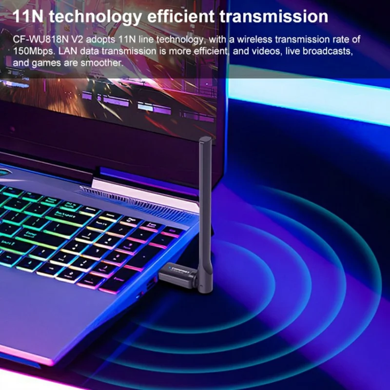 COMFAST CF-WU818N v2 For Desktop Laptop 150Mbps Wireless Network Adapter Single Antenna USB WiFi Dongle