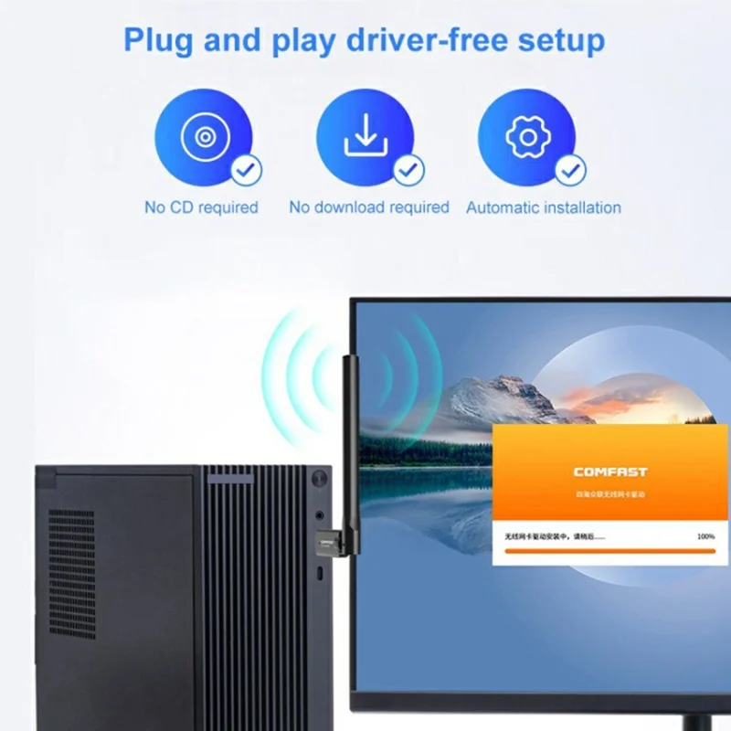 COMFAST CF-WU818N v2 For Desktop Laptop 150Mbps Wireless Network Adapter Single Antenna USB WiFi Dongle