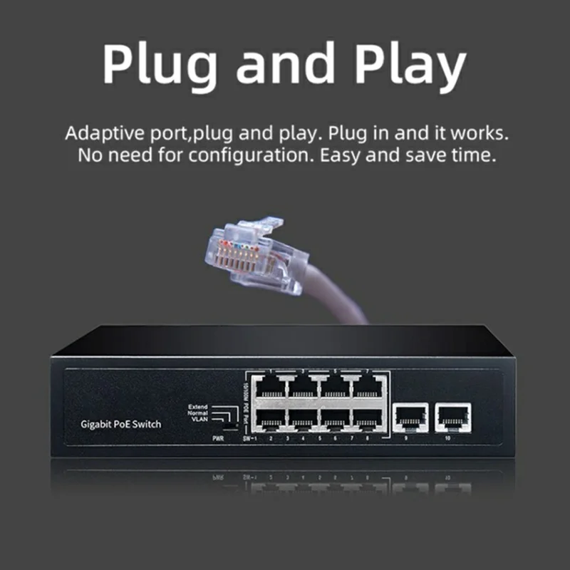 COMFAST CF-SG181P 10 Ports Gigabit Ethernet POE Switch 20Gbps Backplane Bandwidth Network Splitter