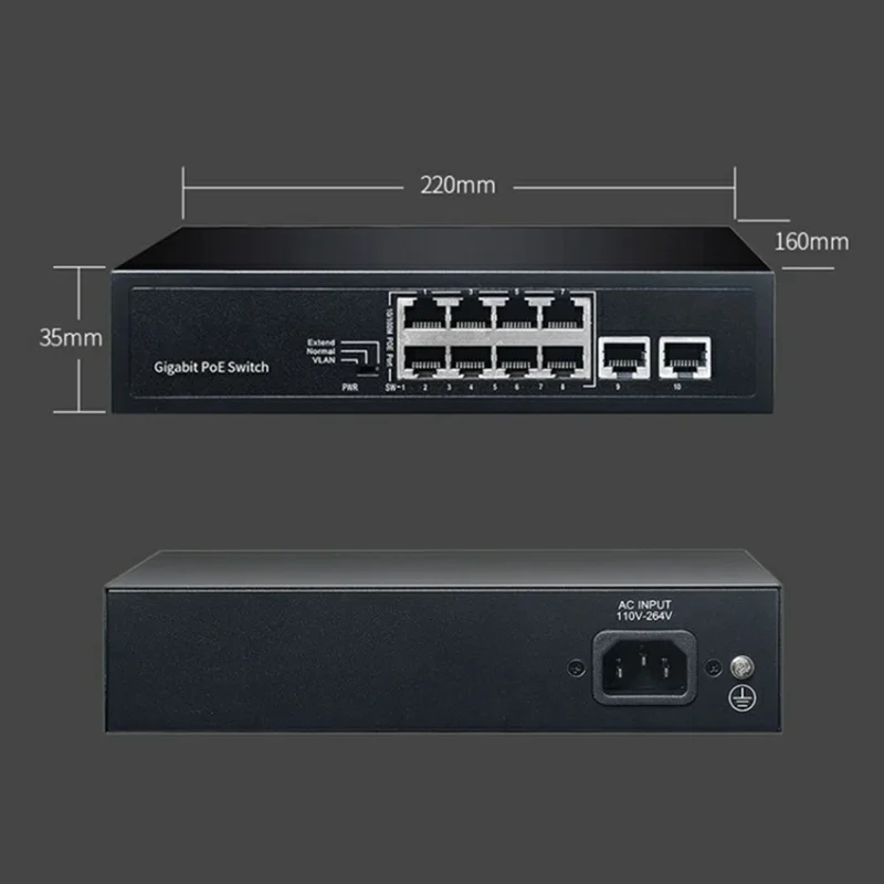 COMFAST CF-SG181P 10 Ports Gigabit Ethernet POE Switch 20Gbps Backplane Bandwidth Network Splitter