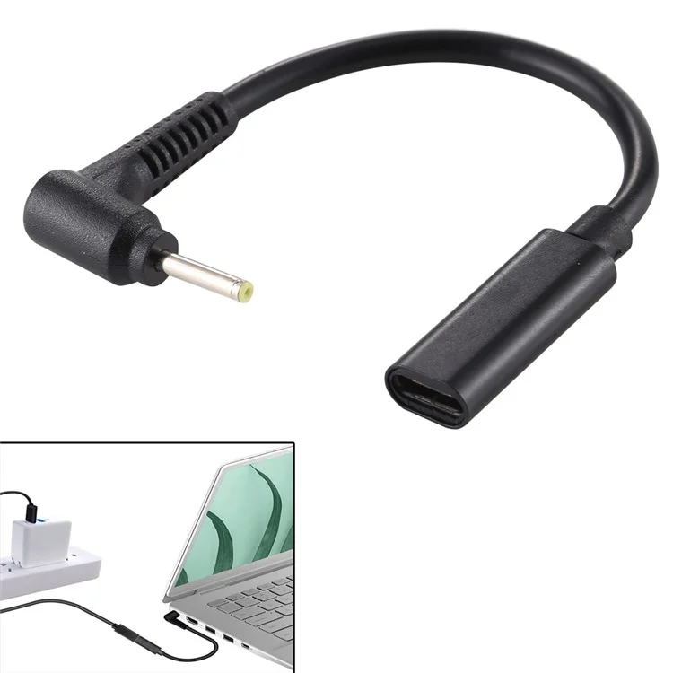 Plug à Courant Continu 5,5 x 0,7 mm Mâle à L'adaptateur Femelle de Type c Câble Adaptateur