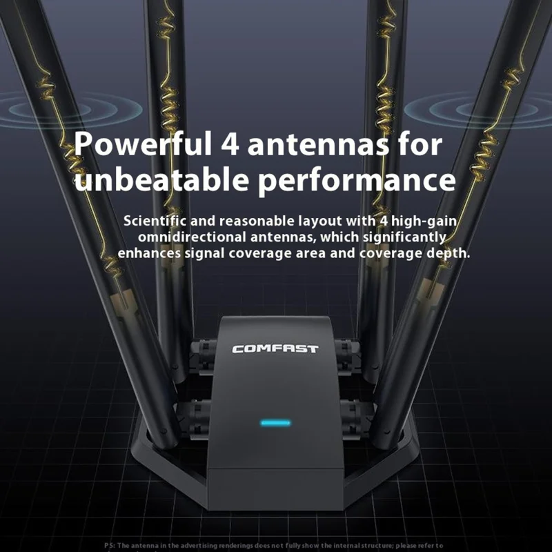 COMFAST CF-WU785AC 1300Mbps Dual Band WiFi Router USB Network Adapter with 4 Antennas