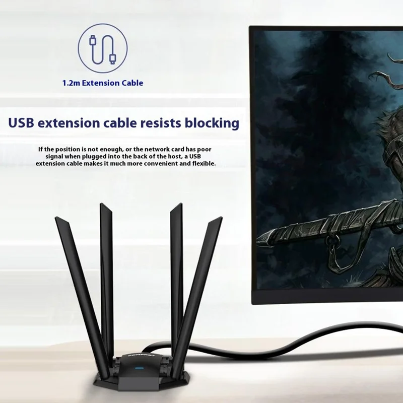 COMFAST CF-WU785AC 1300Mbps Dual Band WiFi Router USB Network Adapter with 4 Antennas