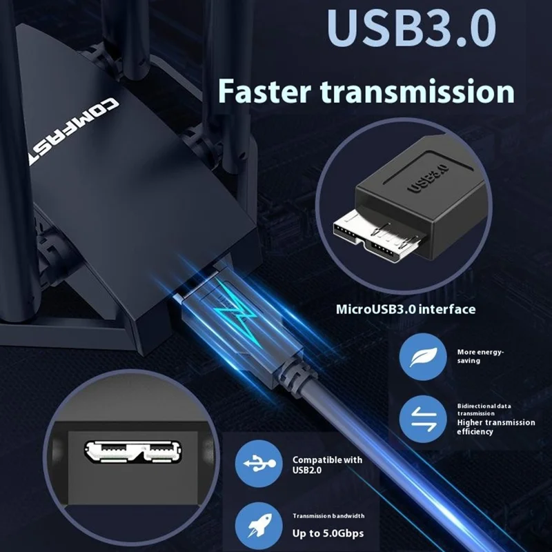 COMFAST CF-WU785AC 1300Mbps Dual Band WiFi Router USB Network Adapter with 4 Antennas