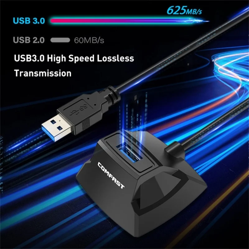 COMFAST CF-U318 1.2m High Speed USB 3.0 Extension Cable with Desktop Base for Network Card / U Disk / Mouse