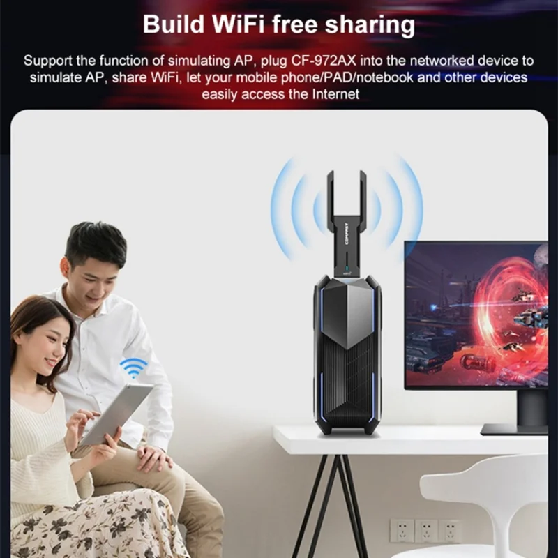 COMFAST CF-972AX 2.4G / 5G Dual Band WiFi6 Driver Free USB WiFi Dongle Wireless Network Card