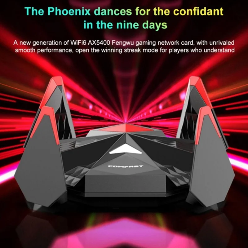 COMFAST CF-977AX 5400Mbps Tri-Band Wireless Network Card WiFi6 Type C Adapter with 4 External Antennas