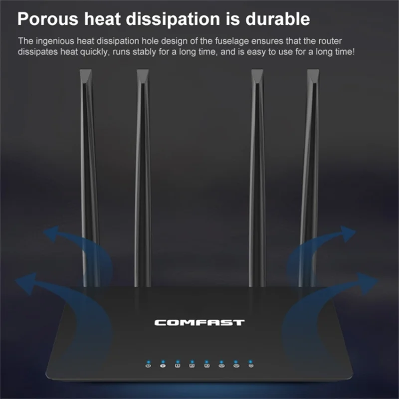 COMFAST WR619AC V2 1200Mbps Dual Band Wireless Router WiFi Repeater with 4 High Gain Antennas