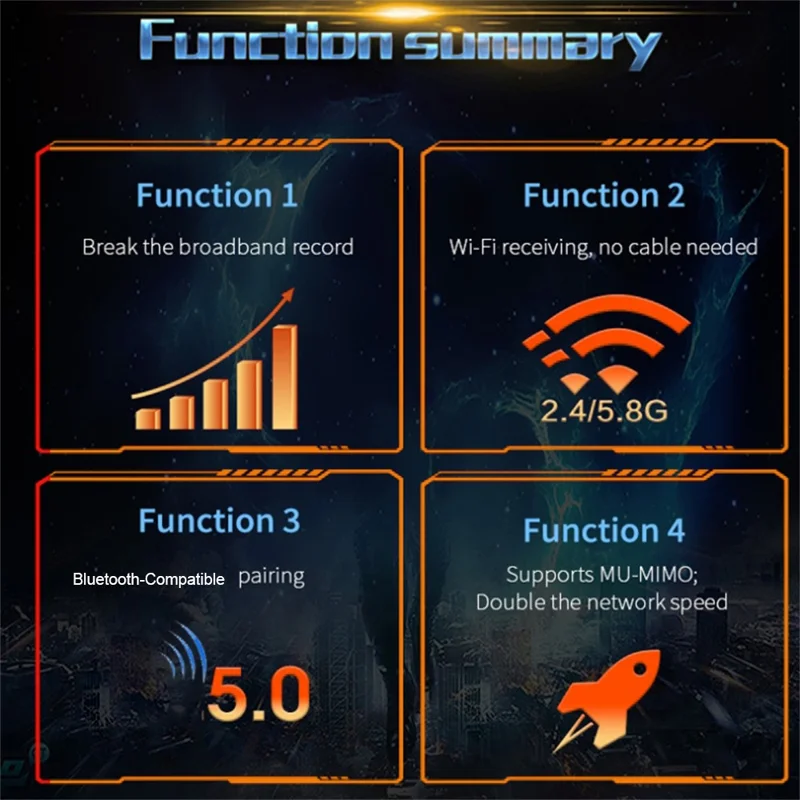 COMFAST CF-AX200Pro For Desktop PC WiFi Network Card 3000Mbps Dual Band Bluetooth-compatible 5.0 PCIE Adapter