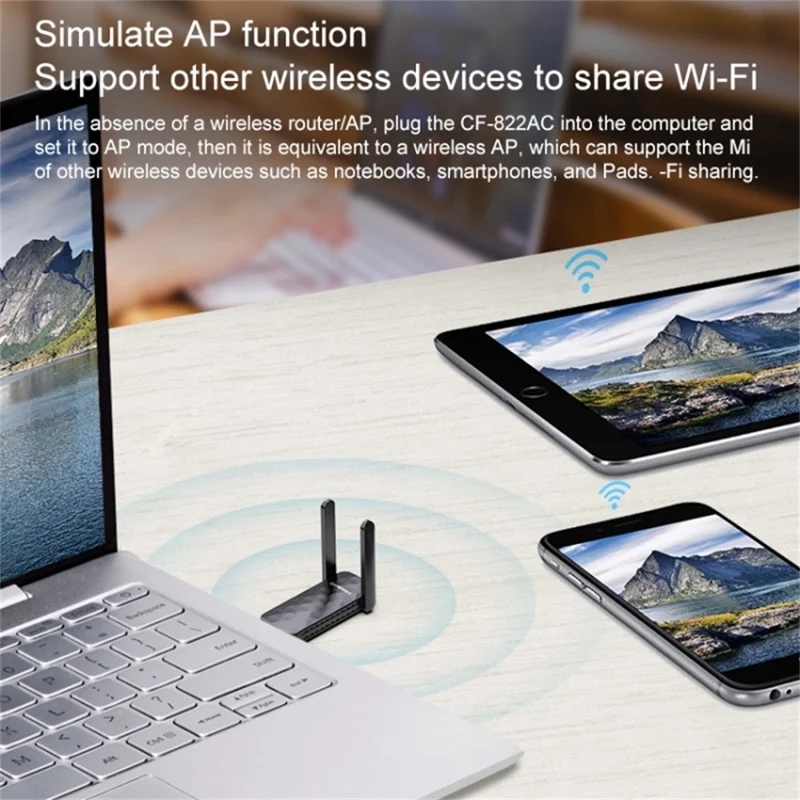 COMFAST CF-822AC Wireless Network Adapter WiFi Receiver 650M Dual Band External Antenna USB Network Card
