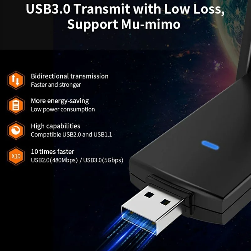 COMFAST CF-924AC V2 1300 Mbps höghastighets dubbelband trådlösa nätverkskort USB 3.0 WiFi-adapter