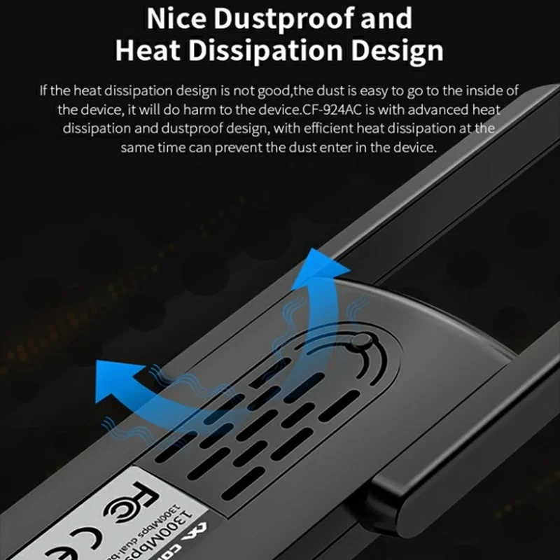 COMFAST CF-924AC V2 1300 Mbps höghastighets dubbelband trådlösa nätverkskort USB 3.0 WiFi-adapter