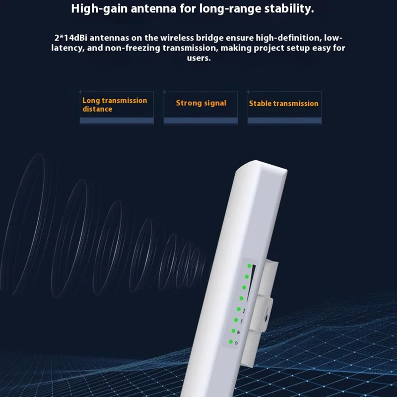 COMFAST CF-E312A 5.8GHz Wireless Bridge Long Range Transmission 300Mbps for Monitoring Engineering 10KM Network Bridge