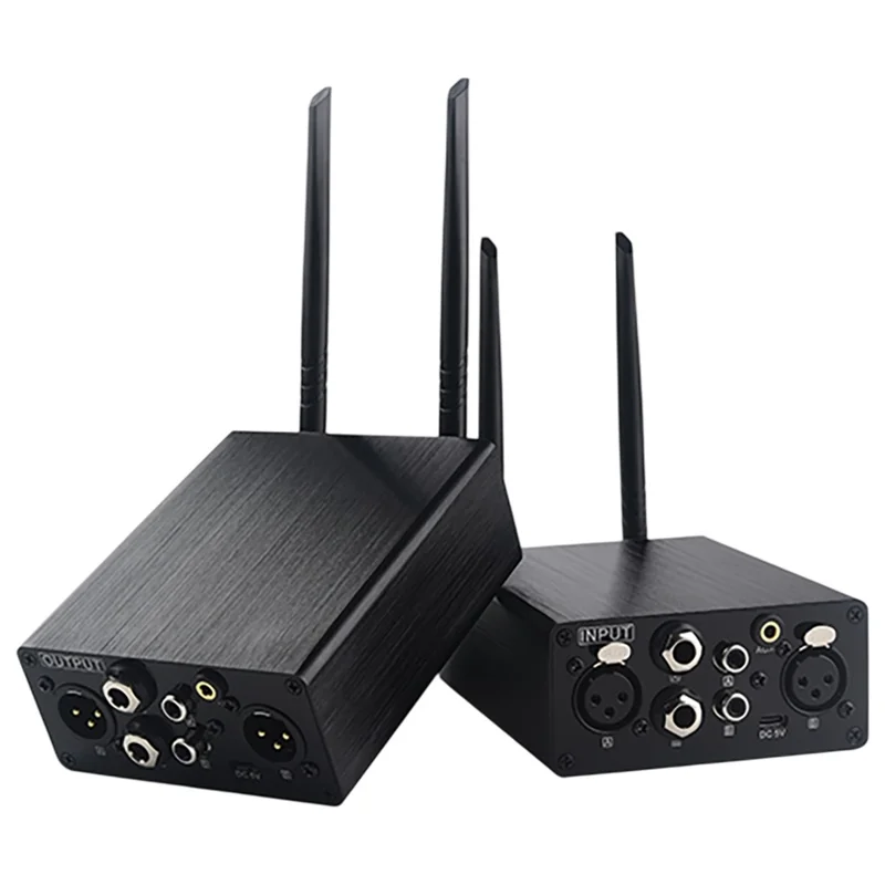 AU680A Trådlös ljudsändare-mottagare XLR-uttag Låg latens Lång räckvidd 100 m / 328 fot – US-uttag