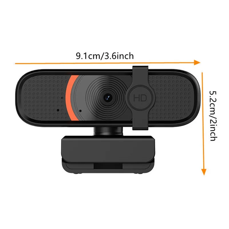 L58 1080P HD USB Webcam for Computer Built-in Microphone Autofocus Camera with Privacy Cover - Black  /  Orange