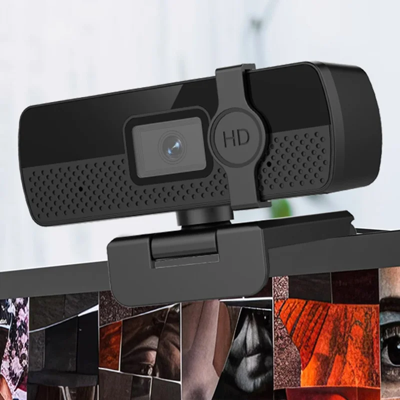 L57 Computer USB-webkamera med privatlivsbeskyttelsesdæksel 4K HD autofokus-kamera til konference og direkte streaming - Sort