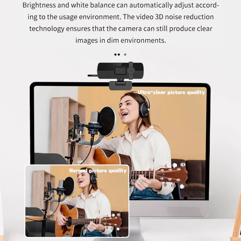 L57 Computer USB-webkamera med privatlivsbeskyttelsesdæksel 4K HD autofokus-kamera til konference og direkte streaming - Sort