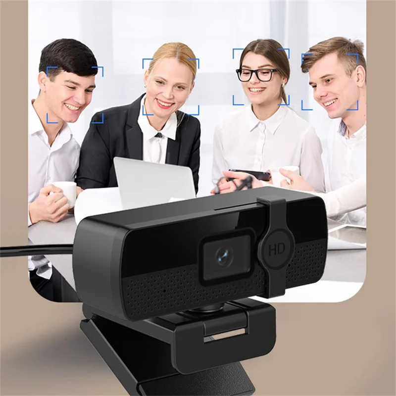 L57 Computer USB-webkamera med privatlivsbeskyttelsesdæksel 4K HD autofokus-kamera til konference og direkte streaming - Sort