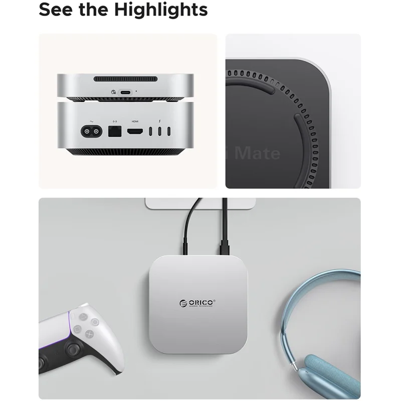 ORICO M4PRO MiniMate 512 GB stationär hårddisk extern SSD 40 Gbps läs-/skrivhastighet för Windows / Linux / Mac / HarmonyOS / Android – Vit / UK-uttag