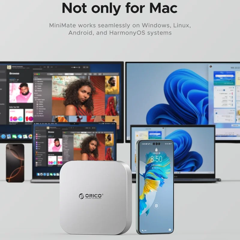 ORICO M4PRO MiniMate 2TB skrivbordsenhets hårddisk extern SSD 40 Gbps läs- och skrivhastighet för Windows / Linux / Mac / HarmonyOS - Vit / UK-uttag