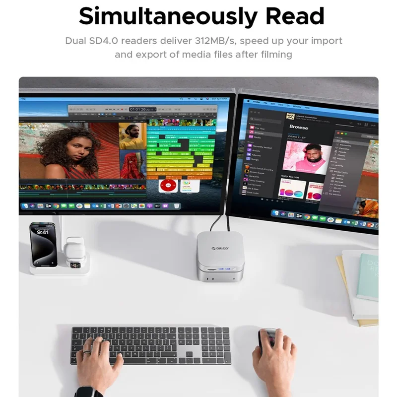 ORICO-M4Ultra 40 Gbps 4 TB MiniMate stationär expansions-SSD bärbar solid state-enhet med 360° ventilationshål – Vit / UK-uttag