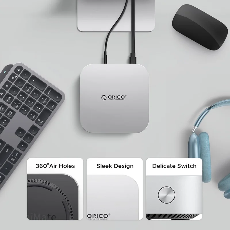 ORICO-M4Ultra 40 Gbps 4 TB MiniMate stationär expansions-SSD bärbar solid state-enhet med 360° ventilationshål – Vit / UK-uttag