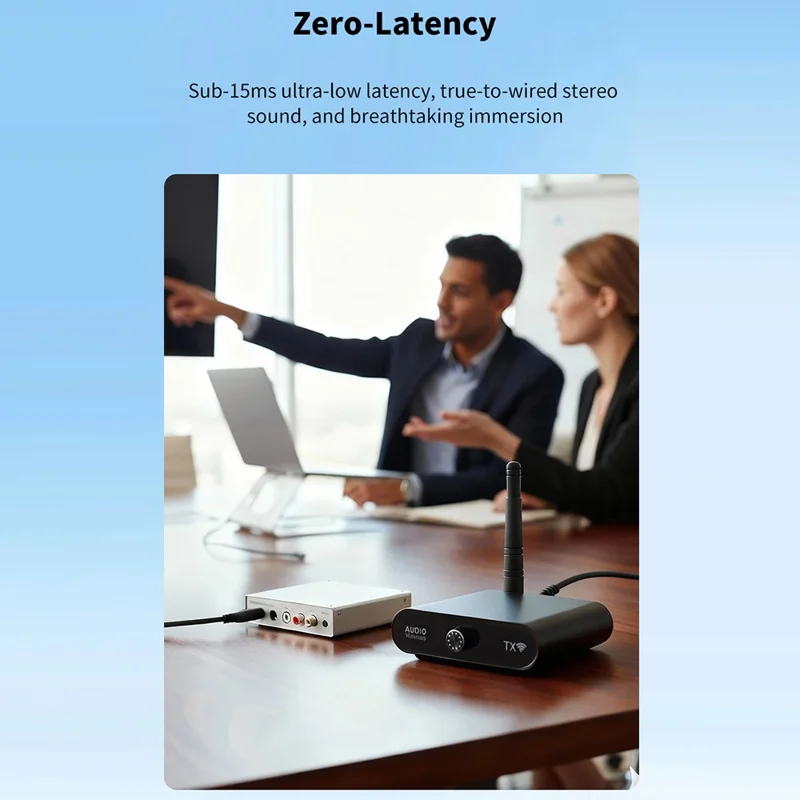 MEASY AU2410R2 Transmissor de Áudio Sem Fio 802.11a / n 2,4 GHz 100m de Alcance Conjunto de Receptor (1 Transmissor + 1 Receptor) Controle de Volume Dupla Extremidade