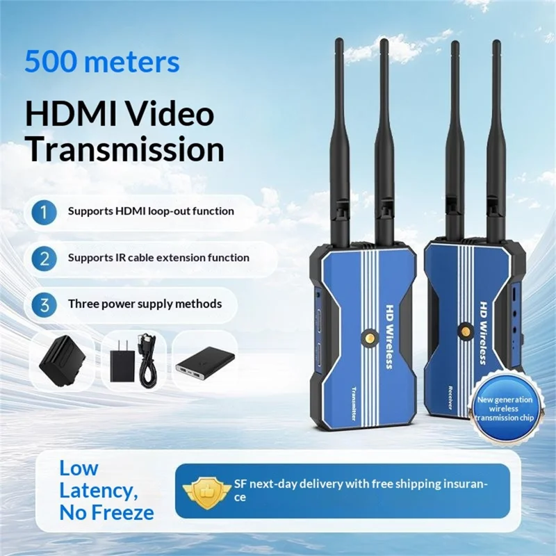 GT-HDWL500D 500m 1080P HD Wireless Transmitter and Receiver Set for Photography Live Streaming, with 2 Batteries + Charger