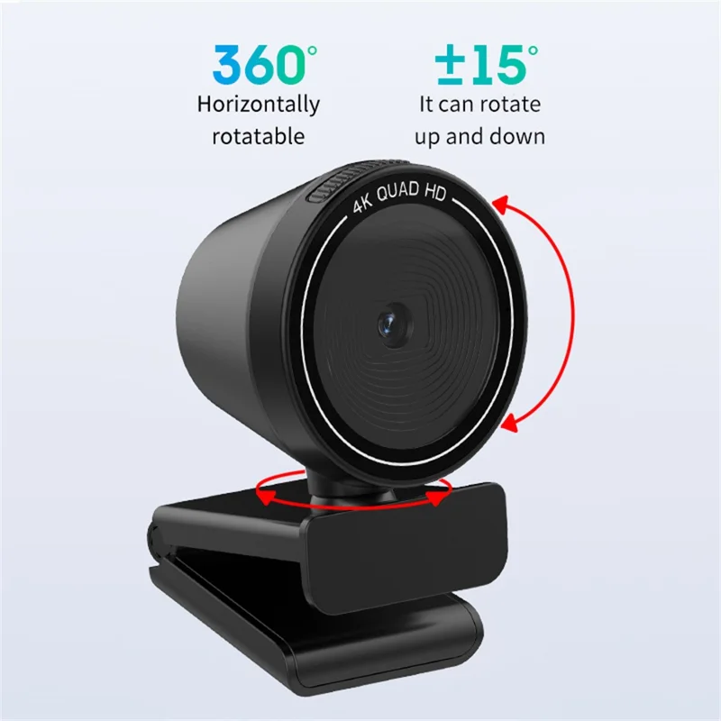 L5311 4K Ultra HD-computerwebcam met afstandsbediening, Type-C-interface, autofocuscamera met draaibaar voetstuk - Zwart