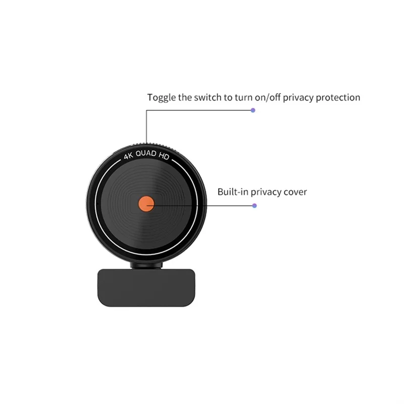 L5311 4K Ultra HD-computerwebcam met afstandsbediening, Type-C-interface, autofocuscamera met draaibaar voetstuk - Zwart