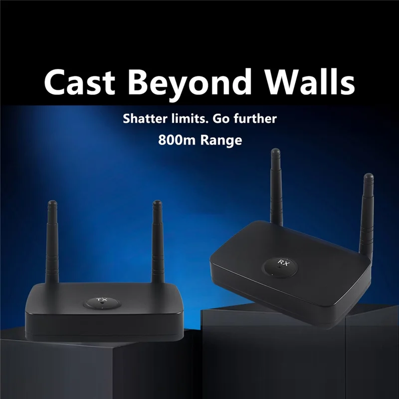 MEASY AM1880 Drahtloser Display-Adapter mit 800 m Reichweite, HD/VGA-Dual-Output, 1080P 60 Hz, Sender und Empfänger Set – EU-Stecker